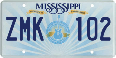 MS license plate ZMK102