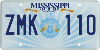 MS license plate ZMK110