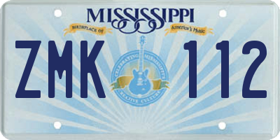 MS license plate ZMK112