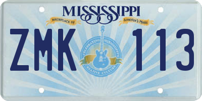 MS license plate ZMK113