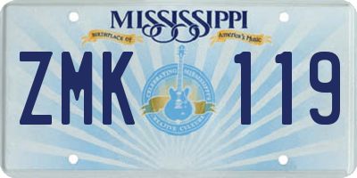 MS license plate ZMK119