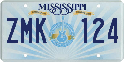MS license plate ZMK124