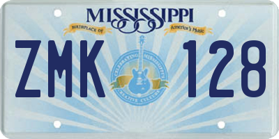 MS license plate ZMK128