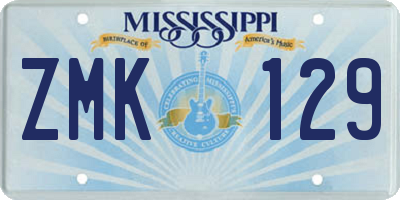 MS license plate ZMK129