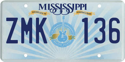 MS license plate ZMK136
