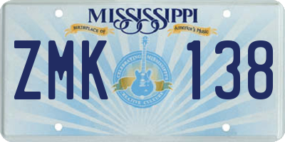 MS license plate ZMK138