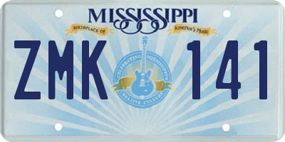 MS license plate ZMK141