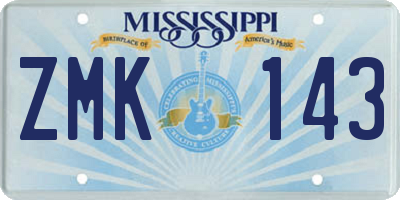 MS license plate ZMK143