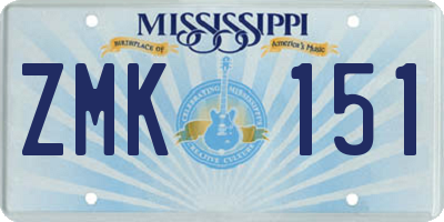MS license plate ZMK151