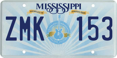 MS license plate ZMK153