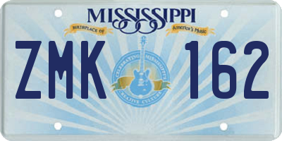 MS license plate ZMK162