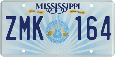 MS license plate ZMK164