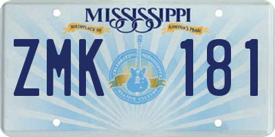 MS license plate ZMK181