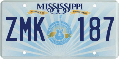 MS license plate ZMK187