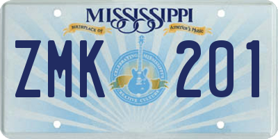 MS license plate ZMK201