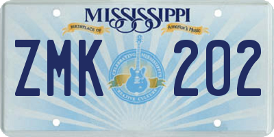 MS license plate ZMK202