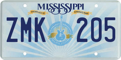 MS license plate ZMK205