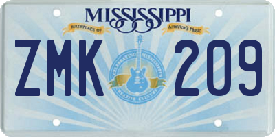 MS license plate ZMK209