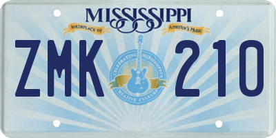 MS license plate ZMK210