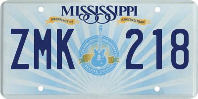 MS license plate ZMK218