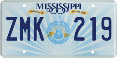 MS license plate ZMK219