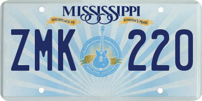 MS license plate ZMK220