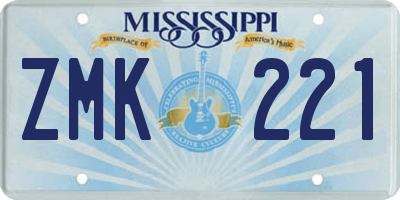 MS license plate ZMK221