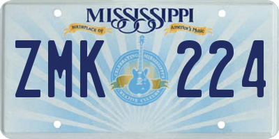 MS license plate ZMK224