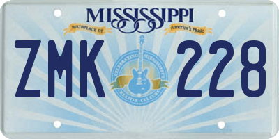 MS license plate ZMK228