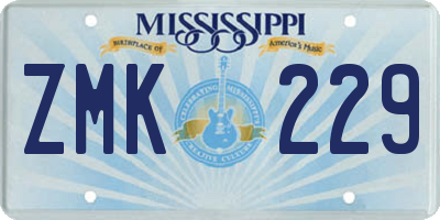 MS license plate ZMK229