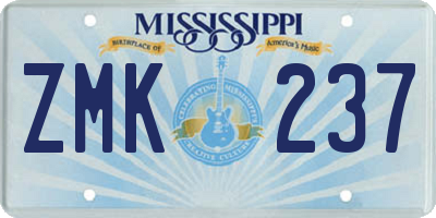 MS license plate ZMK237