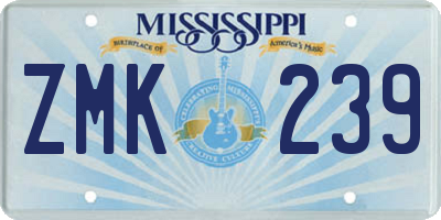 MS license plate ZMK239