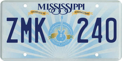 MS license plate ZMK240