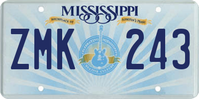 MS license plate ZMK243