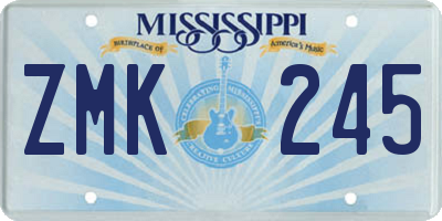 MS license plate ZMK245