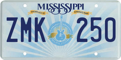 MS license plate ZMK250