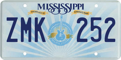 MS license plate ZMK252