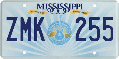 MS license plate ZMK255