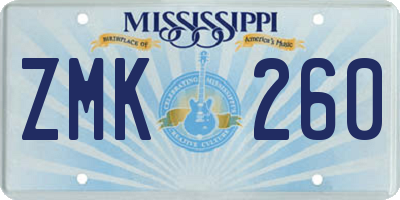 MS license plate ZMK260
