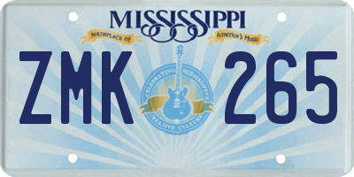 MS license plate ZMK265