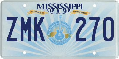 MS license plate ZMK270