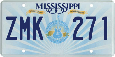 MS license plate ZMK271