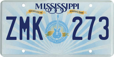 MS license plate ZMK273