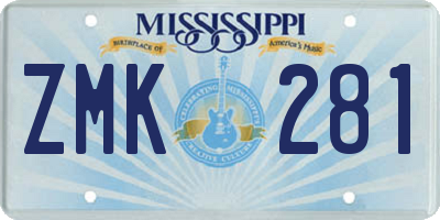 MS license plate ZMK281