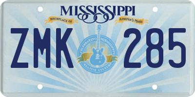 MS license plate ZMK285