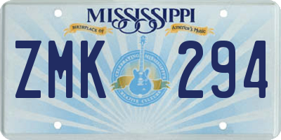 MS license plate ZMK294