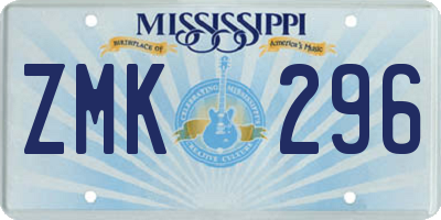 MS license plate ZMK296