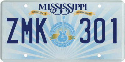 MS license plate ZMK301