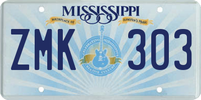 MS license plate ZMK303