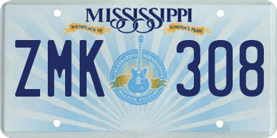 MS license plate ZMK308